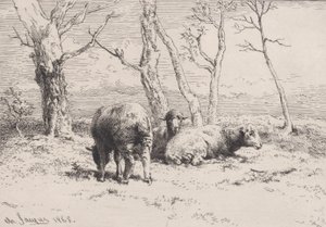 Schapen, 1868 door Charles Emile Jacque
