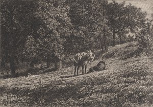 Boomgaard, 1865 door Charles Emile Jacque