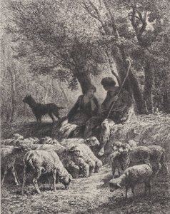 Pastorale scène, 1864 door Charles Emile Jacque