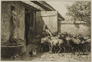 Herderin door Charles Emile Jacque