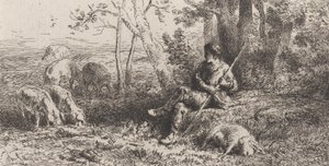 Kleine varkenskudde, 1864 door Charles Emile Jacque