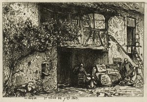 Trappen voor een huis door Charles Emile Jacque