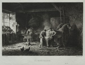 De Smidse door Charles Emile Jacque