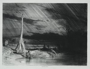 De visser, regenachtig weer door Charles Emile Jacque