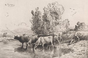 De drinkbak, 1864 door Charles Emile Jacque