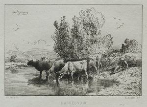 De Waterplaats door Charles Emile Jacque