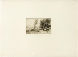Winterlandschap met herderin