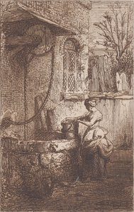 Vrouw bij een Put door Charles Emile Jacque