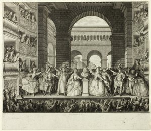 De kroning van Voltaire door Charles Etienne Gaucher