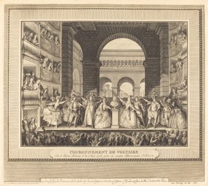 De Kroning van Voltaire door Charles Etienne Gaucher after Jean Michel Moreau