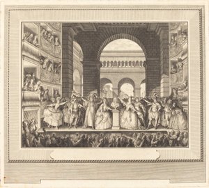 Kroning van Voltaire door Charles Etienne Gaucher after Jean Michel Moreau