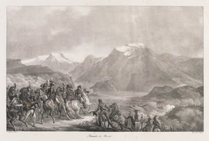 Slag bij Rivoli, begin 19e eeuw (litho) door Charles Etienne Pierre Motte