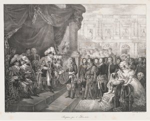 Ontvangst door het Directoire, begin 19e eeuw door Charles Etienne Pierre Motte