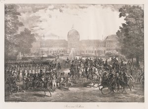 Review van de Tuilerieën, begin 19e eeuw (litho) door Charles Etienne Pierre Motte