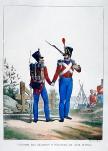Uniform van een regiment Zwitserse infanterie, Frankrijk, 1823 door Charles Etienne Pierre Motte