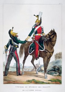 Uniform van een regiment dragonders van de koninklijke garde, Frankrijk, 1823 door Charles Etienne Pierre Motte