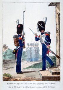 Uniformen van de 2e infanterie van de Franse koninklijke garde, 1823 door Charles Etienne Pierre Motte