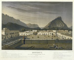 Monterey, gezien vanaf een dak in het hoofdplein, [naar het westen] oktober