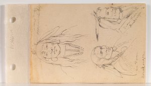 Portretten van Mato Chuthuhu (Rib van de Beer), Ha won je tah (Eén Hoorn/Lone Horn), en Heh Mah Zah (IJzeren Hoorn) (blad 10 recto) door Charles Ferdinand Wimar