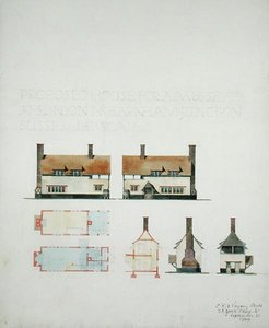 Voorgesteld huis voor A.A. Voysey Esq. in Slindon nabij Barnham Junction, Sussex door Charles Francis Annesley Voysey