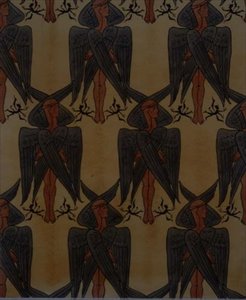 Herhalende cherubijnen, ontwerp voor een stof door Charles Francis Annesley Voysey