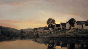 Een dorp bij Bonnieres, 1861 door Charles Francois Daubigny