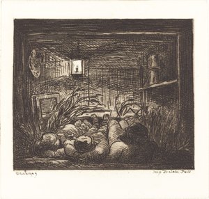 Slapend aan boord van de Bottin door Charles Francois Daubigny