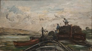 Aken op een Rivier, ca. 1865