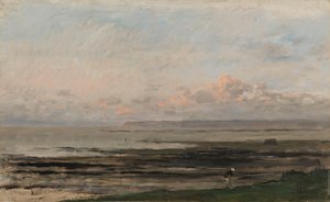 Strand bij eb door Charles Francois Daubigny