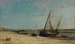 Boten aan de kust bij Étaples, 1871