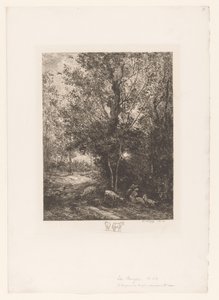 Bos met rustende geitenhoeders door Charles Francois Daubigny