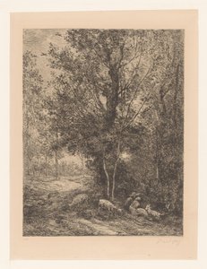 Bos met rustende geitenhoeders door Charles Francois Daubigny
