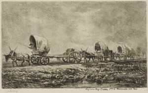 Overdekte wagens (Souvenir van de Morvan) door Charles Francois Daubigny