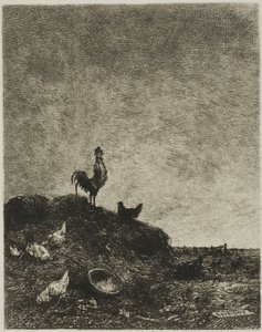 Dageraad (De kraai van de haan) door Charles Francois Daubigny