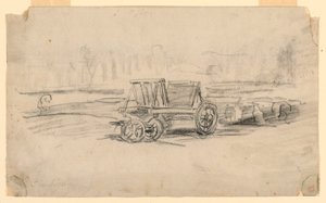 Tekening, Een boerenwagen, ca. 1850 door Charles Francois Daubigny