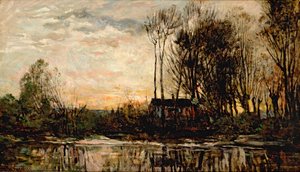 Avond in Bas Meudon door Charles Francois Daubigny