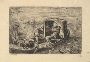Een maaltijd verorberen door Charles Francois Daubigny