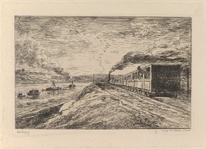 Le Départ Le Retour, uit Le Voyage en bateau, 1861 door Charles Francois Daubigny