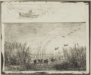 Moeras met eenden door Charles Francois Daubigny