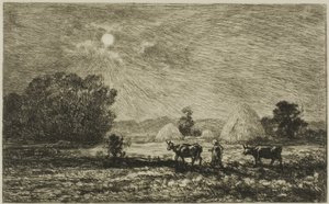 Maanlicht in Valmondois door Charles Francois Daubigny