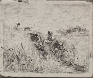 Pad door het graanveld, originele indruk 1862, gedrukt in 1921 door Charles Francois Daubigny