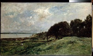 Het strand bij Villerville door Charles Francois Daubigny