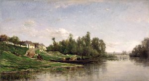 Rivierscène door Charles Francois Daubigny