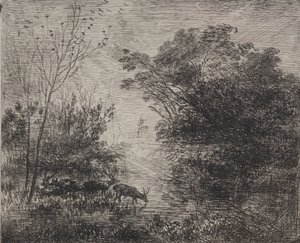 Herten door Charles Francois Daubigny