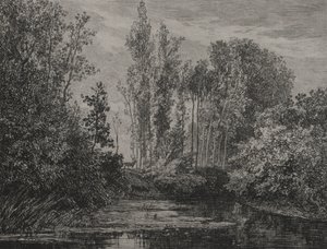 Herten aan de waterkant door Charles Francois Daubigny