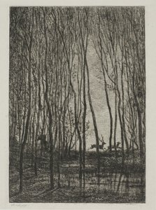 Herten in het Bos door Charles Francois Daubigny