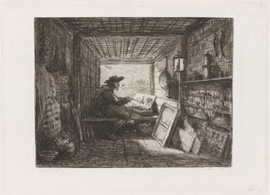 Atelier op de Boot door Charles Francois Daubigny