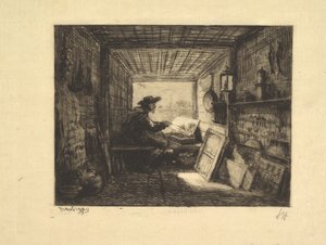 De bootstudio, uit de serie Voyage en Bateau, 1862 door Charles Francois Daubigny