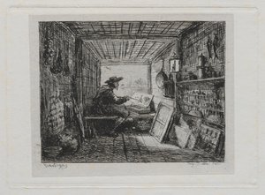 De boottocht: De studio op de boot door Charles Francois Daubigny