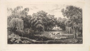 De Hertenvijver, 1837-78 door Charles Francois Daubigny